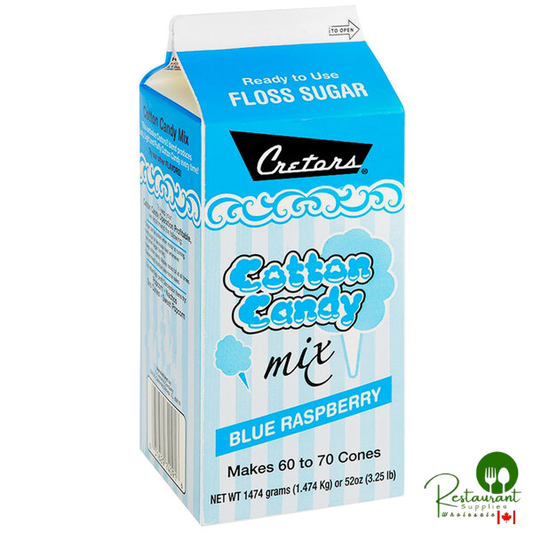 Cretors 1/2 Gallon Carton Blue Raspberry Cotton Candy Floss Sugar - 6/Case