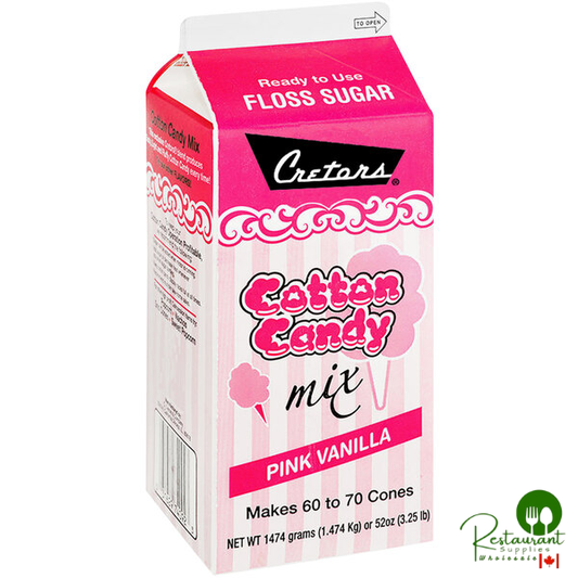 Cretors 1/2 Gallon Carton Pink Vanilla Cotton Candy Floss Sugar - 6/Case
