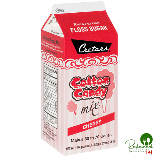 Cretors 1/2 Gallon Carton Cherry Cotton Candy Floss Sugar - 6/Case
