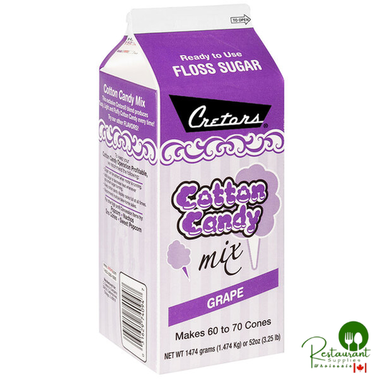 Cretors 1/2 Gallon Carton Grape Cotton Candy Floss Sugar - 6/Case