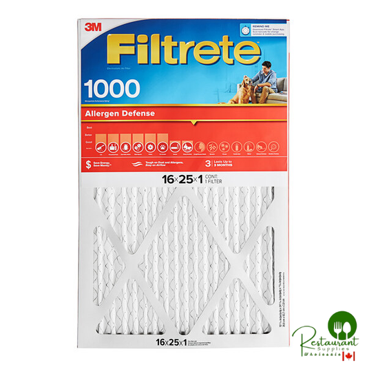 3M Filtrete 16" x 25" x 1" MPR 1000 Allergen Defense Air Filter 70009104764 - 4/Case