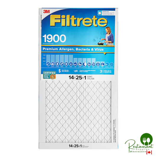 3M Filtrete 14" x 25" x 1" MPR 1900 Premium High-Performance Allergen, Bacteria, and Virus Air Filter 70009120661 - 4/Case