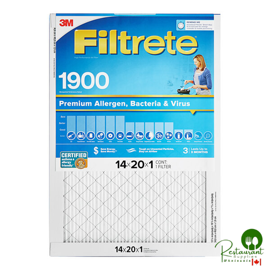 3M Filtrete 14" x 20" x 1" MPR 1900 Premium High-Performance Allergen, Bacteria, and Virus Air Filter 70009120679 - 4/Case