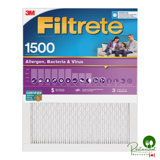 3M Filtrete 14" x 25" x 1" MPR 1500 High-Performance Allergen, Bacteria, and Virus Air Filter 70009120695 - 4/Case
