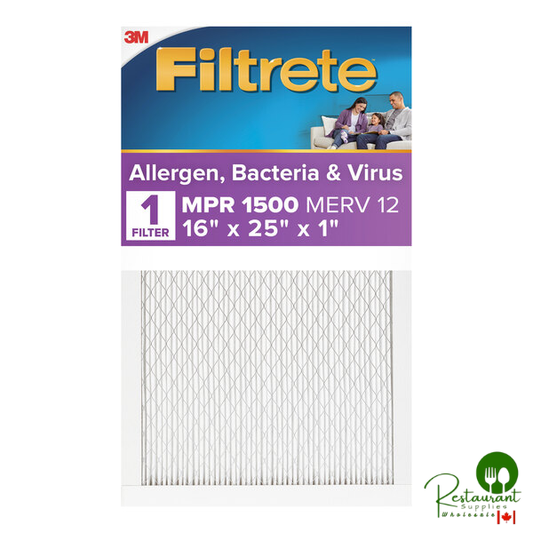 3M Filtrete 16" x 25" x 1" MPR 1500 High-Performance Allergen, Bacteria, and Virus Air Filter 70009131486 - 4/Case