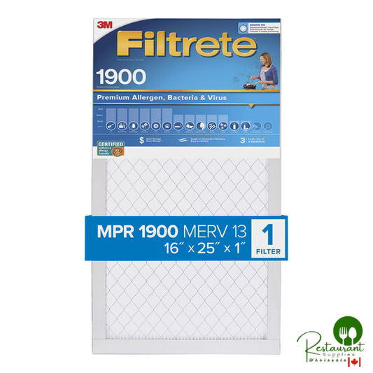 3M Filtrete 16" x 25" x 1" MPR 1900 Premium High-Performance Allergen, Bacteria, and Virus Air Filter 70009131528 - 4/Case
