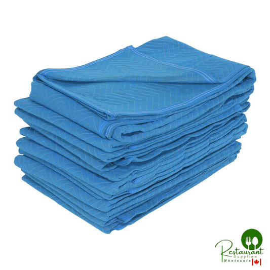 Vestil 72" x 80" Standard Blue Quilted Fabric Moving Blanket QPC-7280-DP-12PK - 12/Case