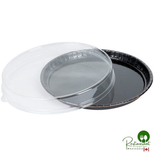 Solut 68155-CP 13" Bake and Show Black Oven Safe Takeout Cookie Tray / Pizza Tray with Lid - 25/Case