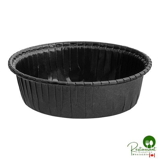 Solut 13810 8 oz. Take, Bake, and Show Oven Safe Black Round Rolled Rim Cup - 720/Case