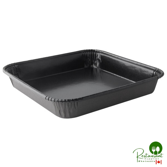 Solut 13158 8" x 8" Take, Bake, and Serve Oven Safe Black Solid Board Rolled Rim Tray - 240/Case