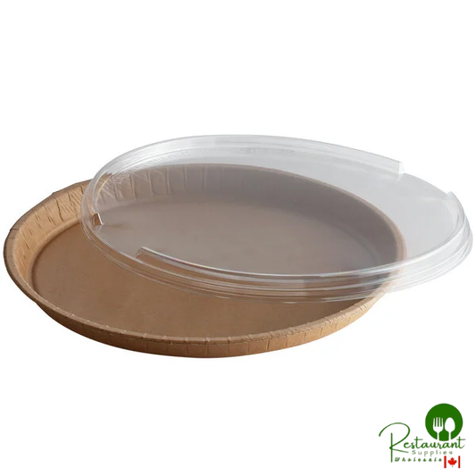 Solut 68260-CP 13" Bake and Show Kraft Oven Safe Takeout Cookie / Pizza Tray with Lid - 30/Case