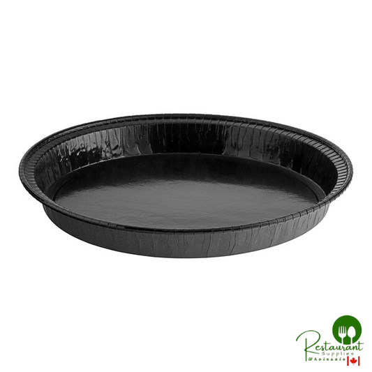 Solut Bake and Show 34.9 oz. Round Black Corrugated Oven Safe Paperboard Takeout / Cake Pan - 260/Case