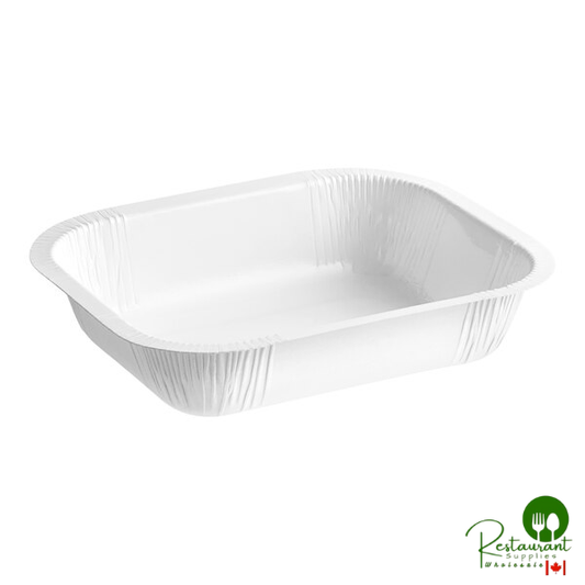 Solut Bake and Show 6 1/2" x 5" x 1 3/8" Rectangular White Oven-Safe Paperboard Baking Pan - 600/Case