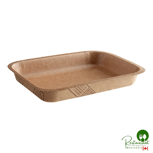 Solut Bake and Show 8 1/4" x 6 1/16" Kraft Oven-Safe Compostable Heavy Weight Paperboard Entree / Brownie Pan - 680/Case