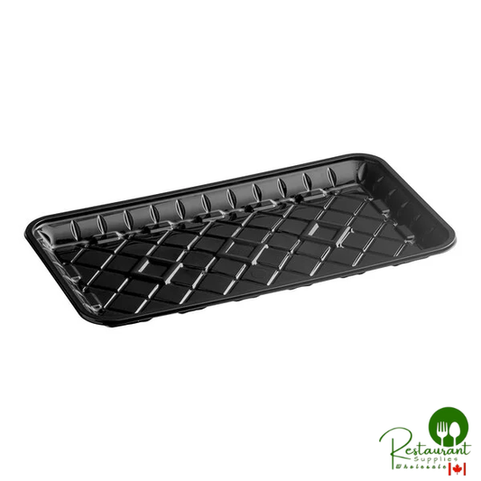 CKF 86611 (#25S) 14 7/8" x 8 1/16" x 1" Black PET Plastic Meat Tray - 300/Case