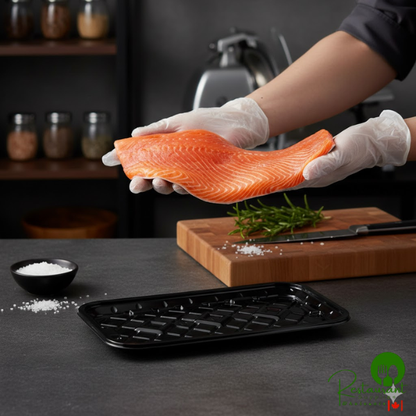 CKF 86616 (#10S) 10 3/4" x 5 15/16" x 11/16" Black PET Plastic Meat Tray - 300/Case