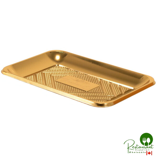 Welcome Home Brands 9 3/8" x 6 5/16" Gold Rectangular Plastic Kado Tray - 400/Case