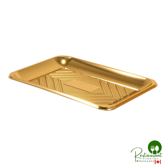 Welcome Home Brands 10 5/8" x 7 1/2" Gold Rectangular Plastic Kado Tray - 300/Case