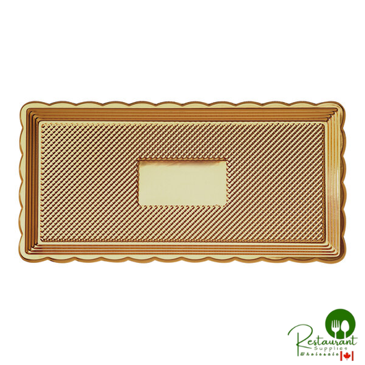Welcome Home Brands 11 13/16" x 5 15/16" Gold Rectangular Plastic Medoro Tray - 150/Case