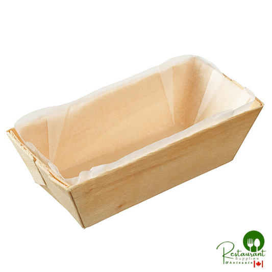 Solia WA00032 5 1/2" x 3" x 2" Rectangular Wooden Punnet with Baking Paper - 150/Case