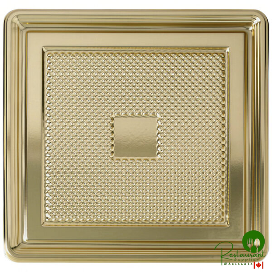 Welcome Home Brands 11" Gold Square Plastic Medoro Tray - 100/Case
