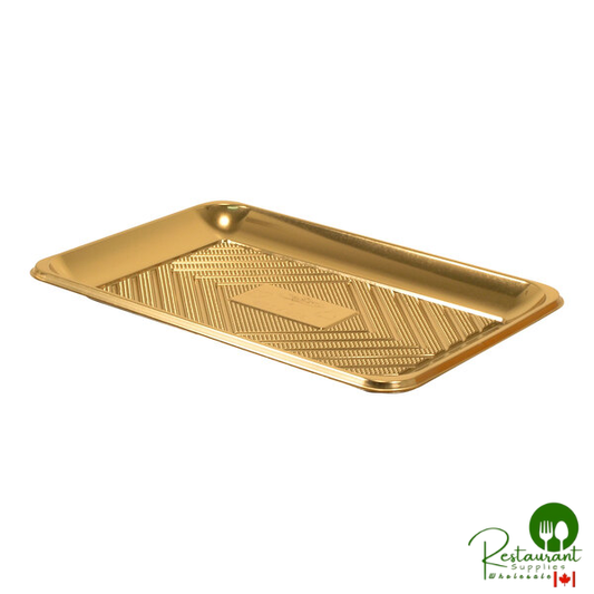 Welcome Home Brands 12 3/4" x 8 3/4" Gold Rectangular Plastic Kado Tray - 150/Case