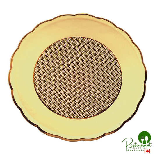 Welcome Home Brands 12 5/8" Gold Round Plastic Medoro Tray - 100/Case