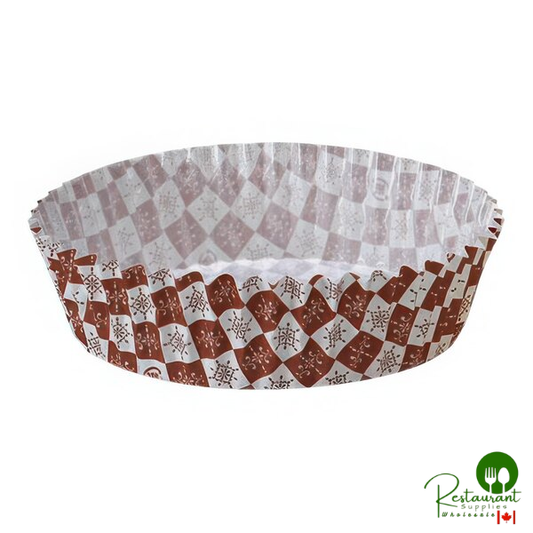 Welcome Home Brands 3 7/8" x 1 3/16" Brown and White Checkered Paper Baking Cup - 1,500/Case