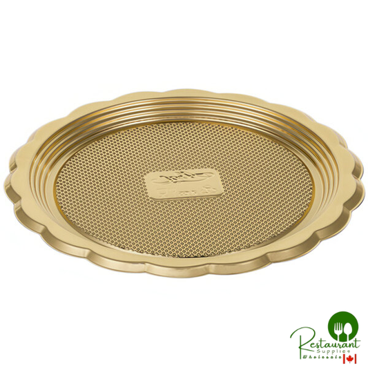 Welcome Home Brands 7 1/16" Gold Mini Round Plastic Medoro Tray - 300/Case