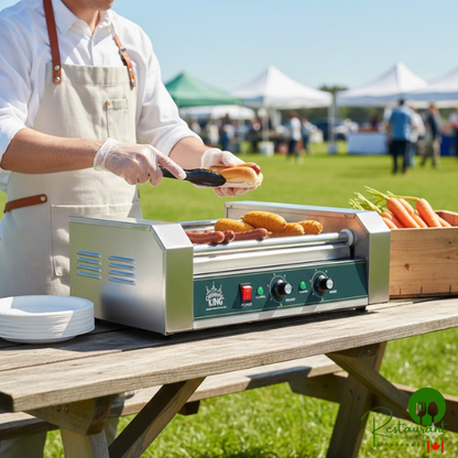 HDRG24 24 Hot Dog Roller Grill with 9 Rollers by Prime - 120V, 1170W