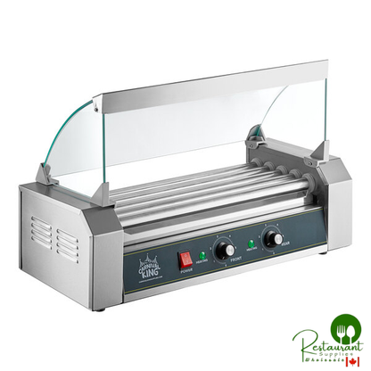 HDRG12 12 Hot Dog Roller Grill with 5 Rollers and Glass Sneeze Guard  by Prime- 120V, 650W