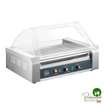 HDRG24 24 Hot Dog Roller Grill with 9 Rollers and Sneeze Guard by Prime - 120V, 1170W