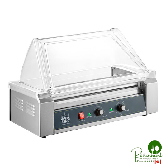 HDRG12 12 Hot Dog Roller Grill with 5 Rollers and Sneeze Guard  by Prime- 120V, 650W