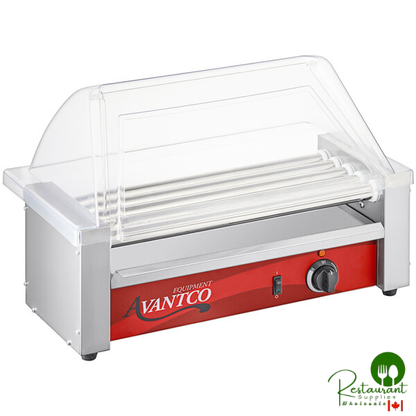RG1812KIT 12 Hot Dog Roller Grill with 5 Rollers and Sneeze Guard by Prime - 120V, 430W