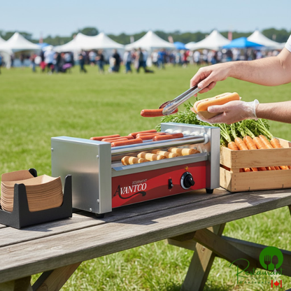 RG1812 12 Hot Dog Roller Grill with 5 Rollers by Prime - 120V, 430W