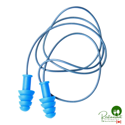 Cordova Encore Blue Metal-Detectable Corded Thermoplastic Rubber Earplug Pair - 100/Box