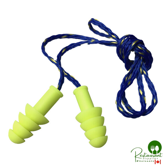 Cordova Encore Hi-Vis Lime Corded Thermoplastic Rubber Earplug Pair - 100/Box