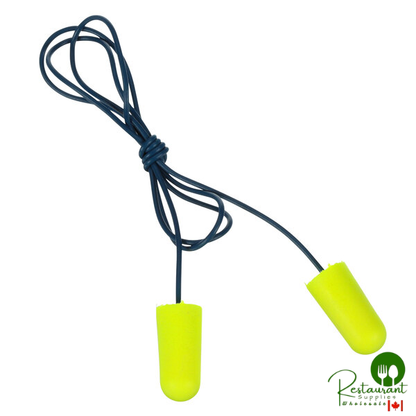 3M 311-4106 E-A-Rsoft™ Yellow / Black Metal Detectable Corded Foam Earplug - 200/Pack