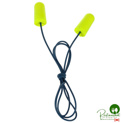 3M 311-4106 E-A-Rsoft™ Yellow / Black Metal Detectable Corded Foam Earplug - 200/Pack