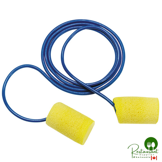 3M 311-4101 E-A-R™ Classic Yellow / Blue Metal Detectable Corded Foam Earplugs - 200/Pack