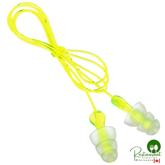 3M P3000 3M Tri-Flange™ Yellow Vinyl Corded Premolded Earplugs - 100/Pack
