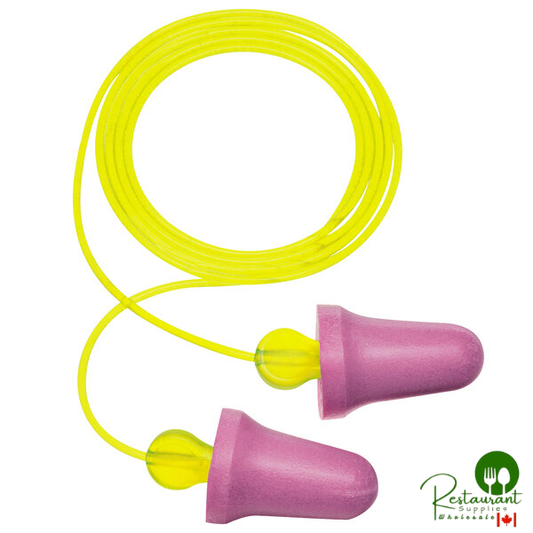 3M P2001 3M No-Touch™ Purple / Yellow Corded Push-to-Fit Foam Earplugs - 100/Pack