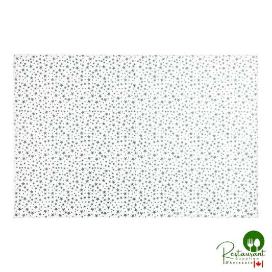 SatinWrap 20" x 30" 10 lb. Silver Stars Tissue Paper Sheets 2030-SD#327 - 240/Pack