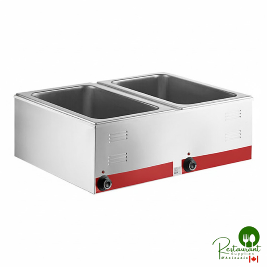 FW200D 12" x 20" Full Size Dual Well Electric Countertop Food Warmer with Thermostatic Controls - 120V, 2,000W By Prime