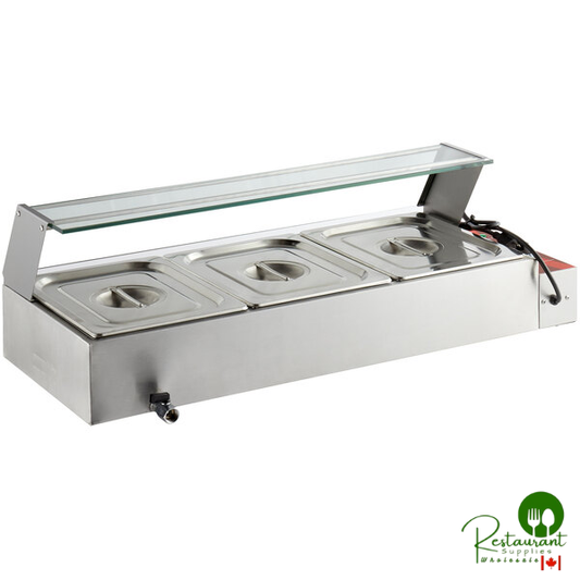 BMFW3 36" Electric Bain Marie Buffet Countertop Food Warmer with 3 Half Size Wells - 1500W, 120V By Prime