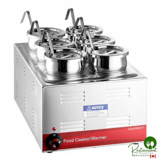 W50CKR 12" x 20" Full Size Electric Countertop Food Warmer / Topping Station with (6) 2 1/2 Qt. Inset Pots - 120V, 1500W By Prime