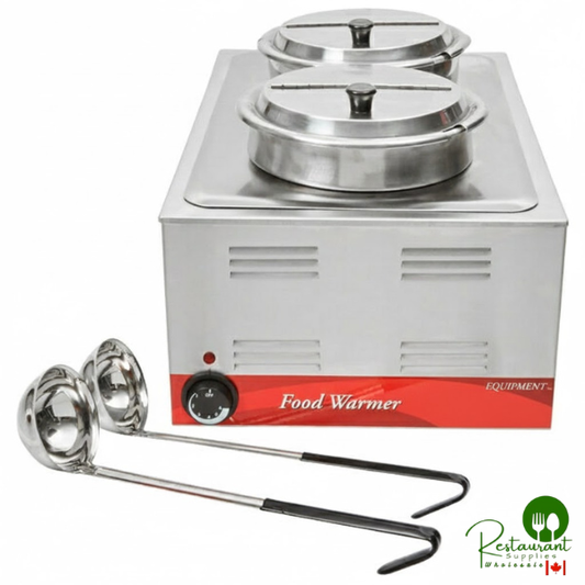 Twin Well 7.5 Qt. Countertop Food Warmer with 2 Insets, 2 Covers, and 2 Ladles - 120V, 1200W By Prime