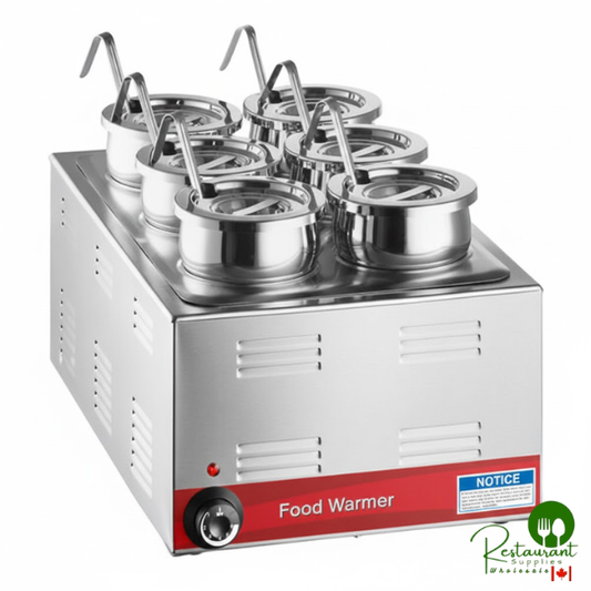 W50 12" x 20" Full Size Electric Countertop Food Warmer / Topping Station with (6) 2 1/2 Qt. Inset Pots - 120V, 1200W By Prime