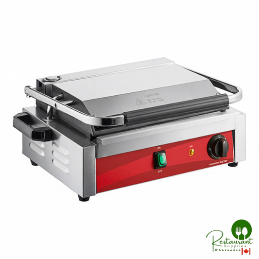 PG200GS Commercial Panini Sandwich Grill with Grooved Top and Smooth Bottom Plates, and 13 3/8" x 8 3/4" Cooking Surface - 120V, 1750W By Prime