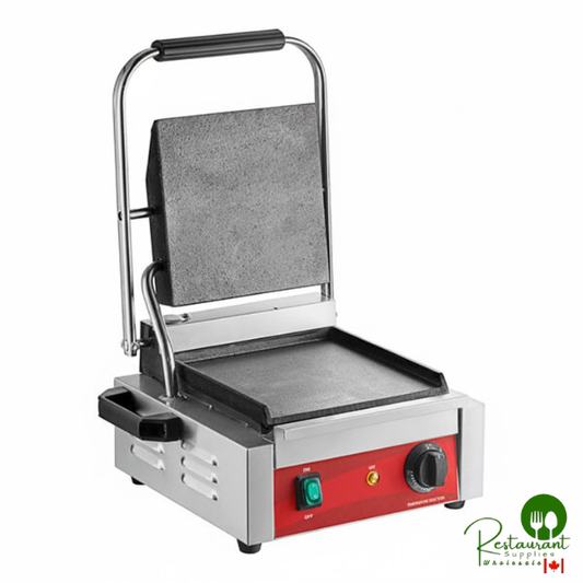 PG100S Commercial Panini Sandwich Grill with Smooth Plates and 8 1/2" x 8 1/2" Cooking Surface - 120V, 1750W By Prime